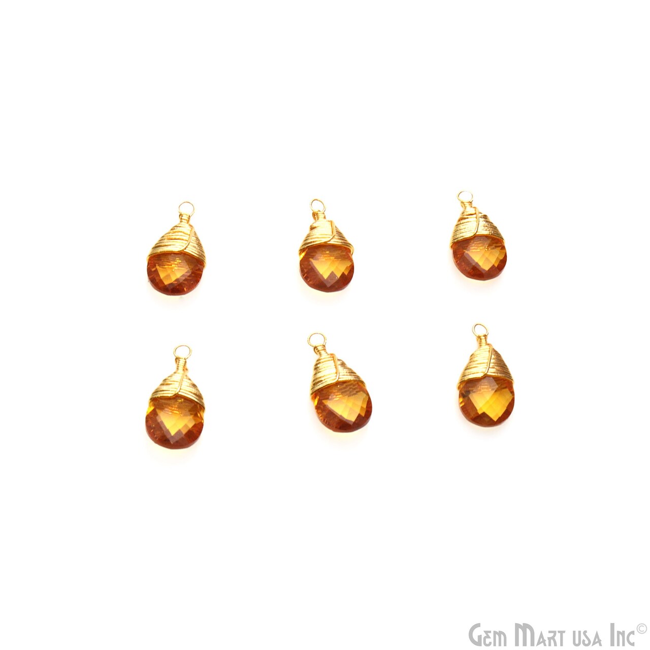 Pears Drop Pendant, Gold Wire Wrapped Single Bail 17x8mm, Gemstone Connector Bracelet Charm, GemMartUSA (50597)